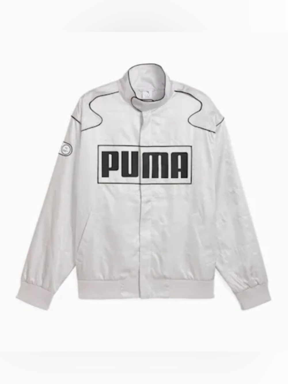 Puma Relaxed Racer Jacket with Black Logo, large, XXL, new with tags unisex